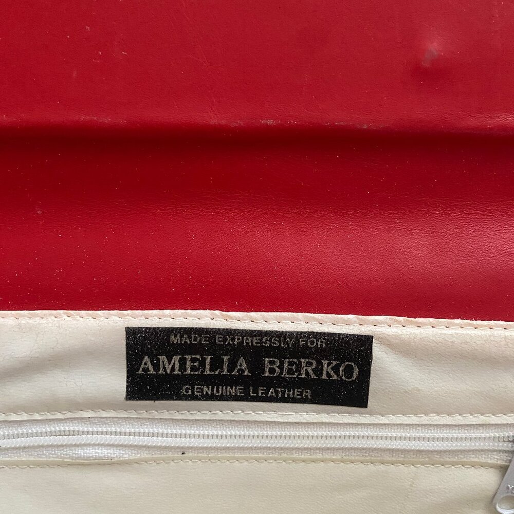 Vintage Amelia Berko White & Red Leather Crossbody Purse - Picture 4 of 7